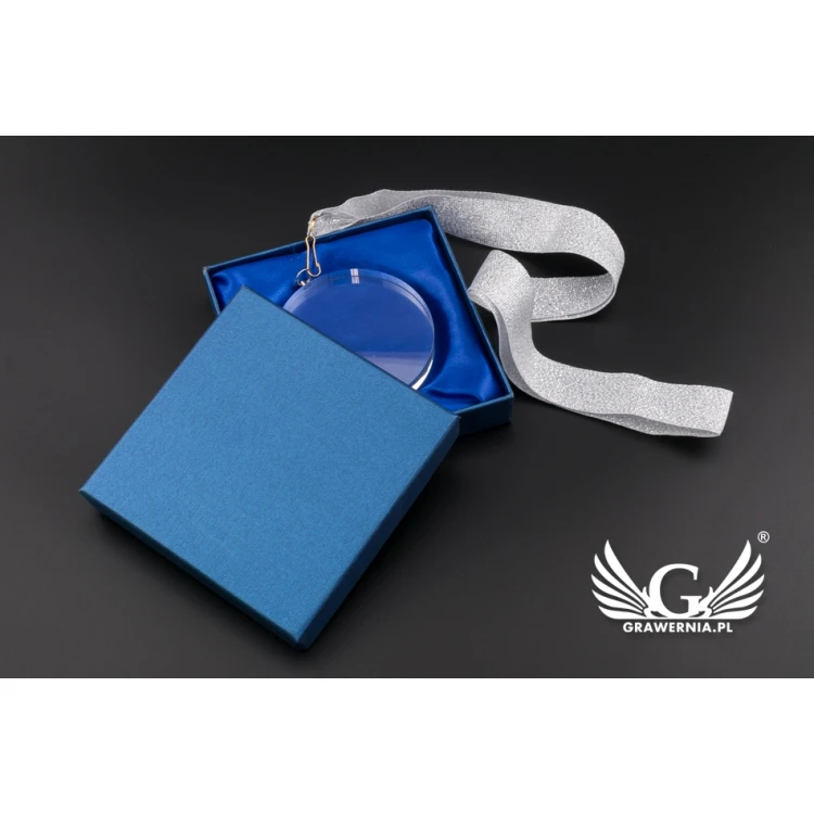 Mild Glass Medal with any engraving and case - diameter 70mm - MGR082
