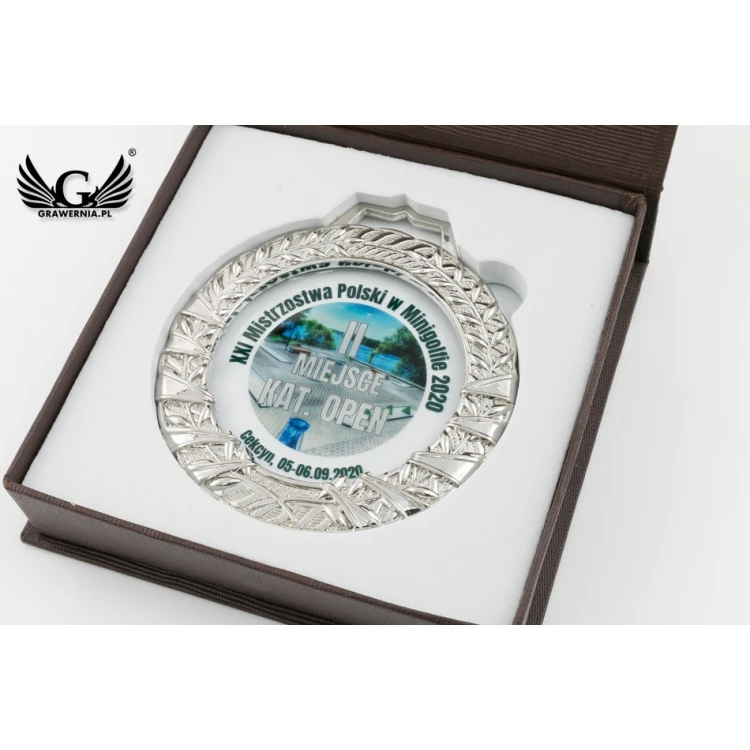 Valenti Glass Medal with any UV print in case - diameter 90mm - MGR084