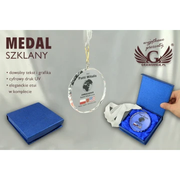 Elite Glass Medal with Colorful UV Print + Case