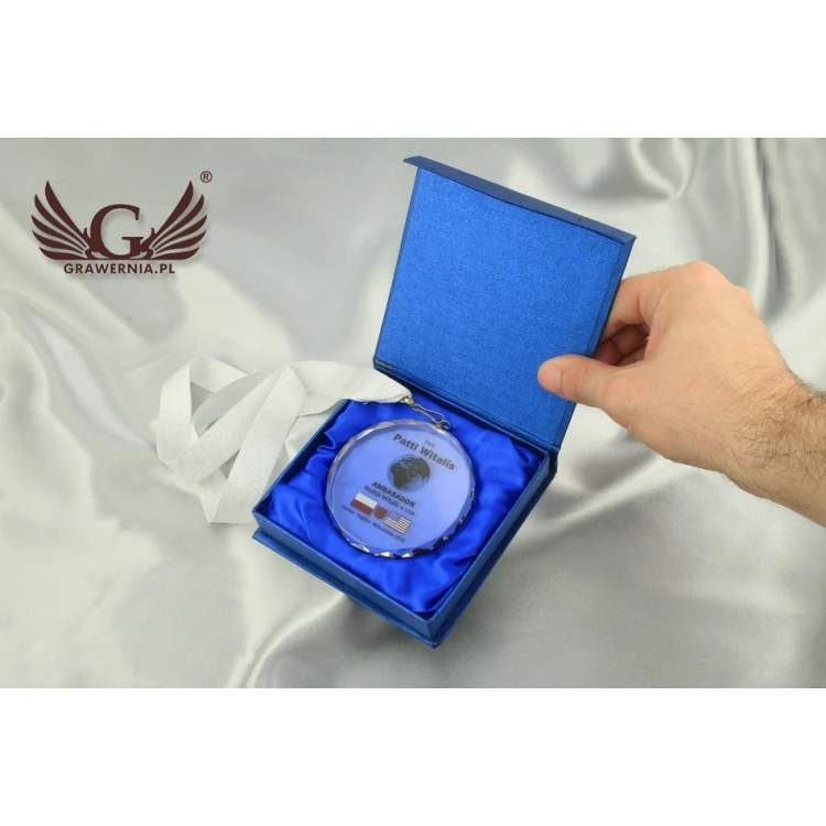 Elite Glass Medal with Colorful UV Print + Case