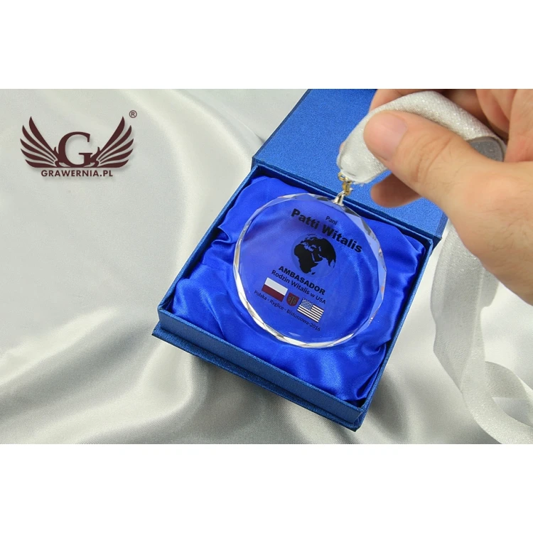 Elite Glass Medal with Colorful UV Print + Case