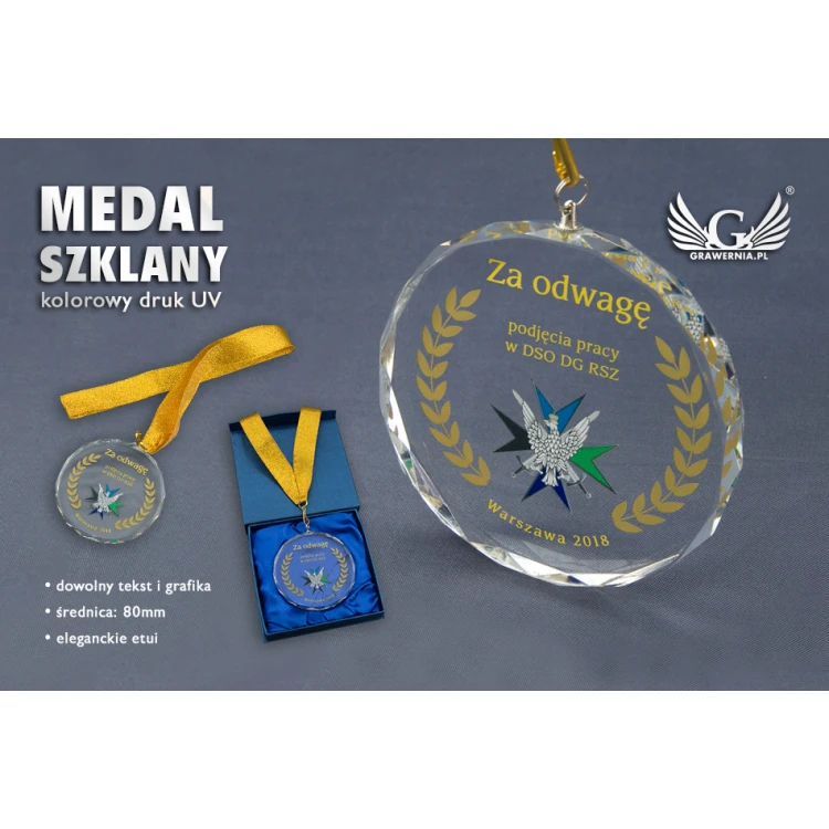 Elite Glass Medal with Color UV Print in Case - MGR024