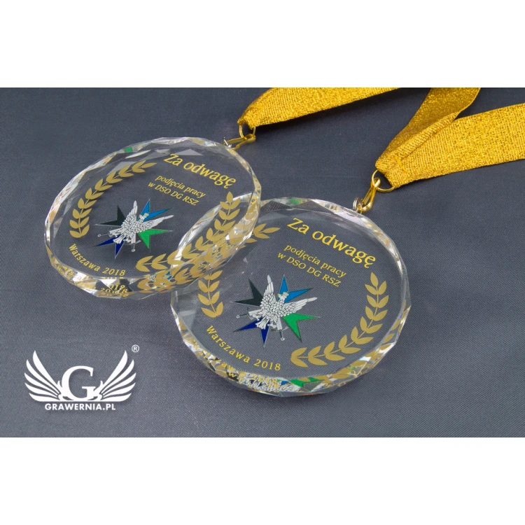 Elite Glass Medal with Color UV Print in Case - MGR024