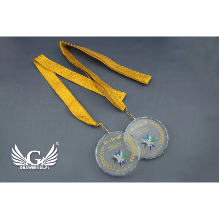 Elite Glass Medal with Color UV Print in Case - MGR024