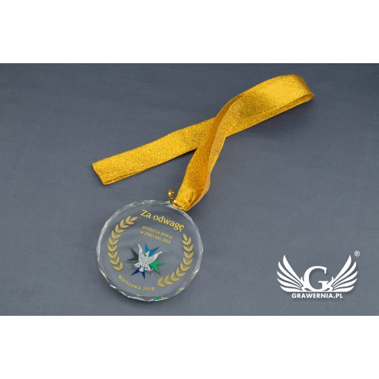Elite Glass Medal with Color UV Print in Case - MGR024