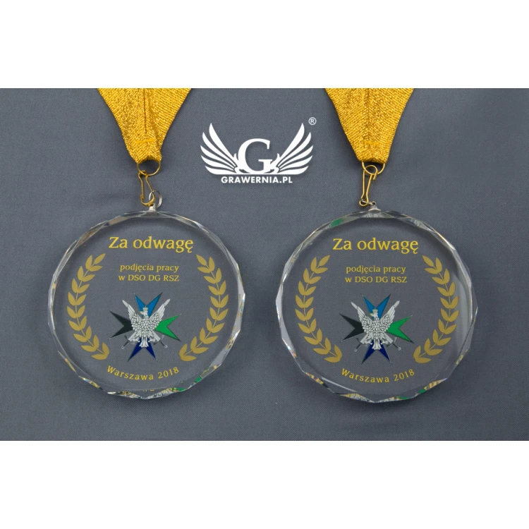 Elite Glass Medal with Color UV Print in Case - MGR024