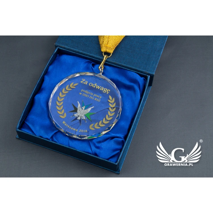 Elite Glass Medal with Color UV Print in Case - MGR024