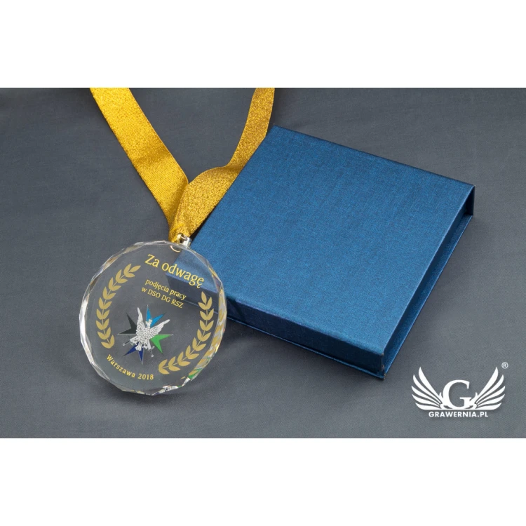 Elite Glass Medal with Color UV Print in Case - MGR024