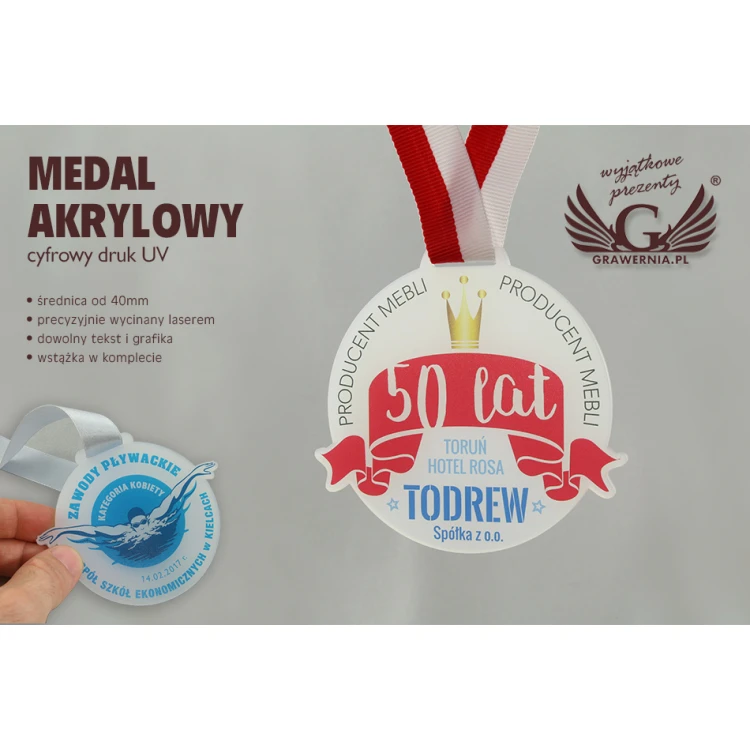 Frosted Acrylic Medal - UV Print - MAK001 - Diameter 40 to 80mm