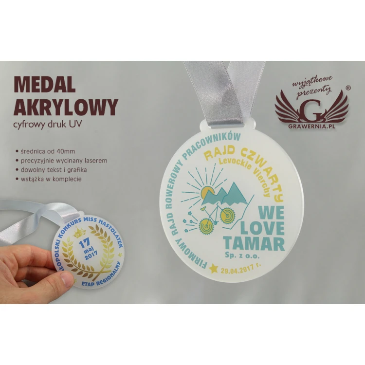 Frosted Acrylic Medal - UV Print - MAK002 - Diameter 40 to 80mm