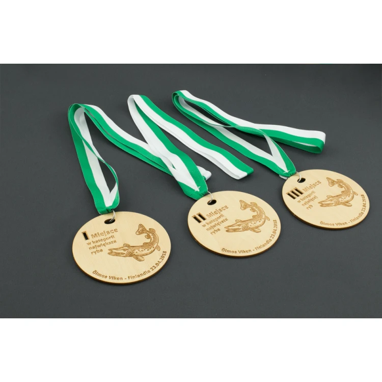 Laser Engraved Wooden Medal - Diameter: 100mm
