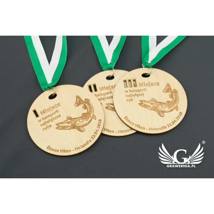 Laser Engraved Wooden Medal - Diameter: 100mm