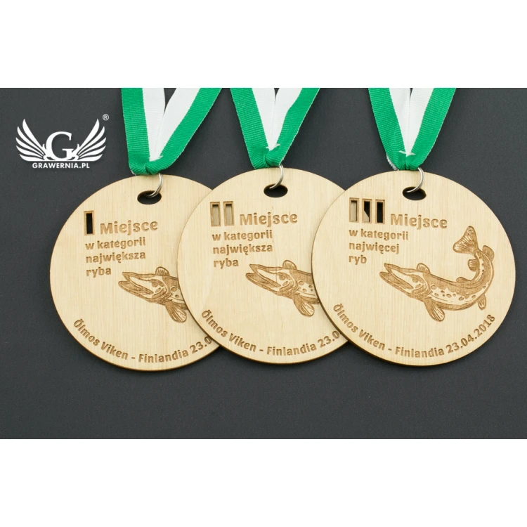 Laser Engraved Wooden Medal - Diameter: 100mm