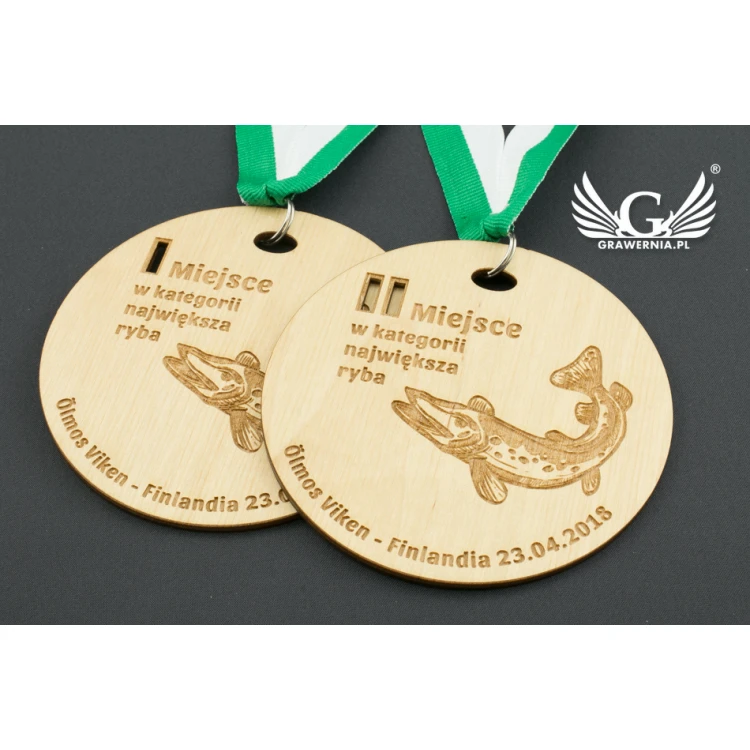 Laser Engraved Wooden Medal - Diameter: 100mm