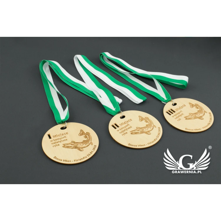 Laser Engraved Wooden Medal - Diameter: 100mm