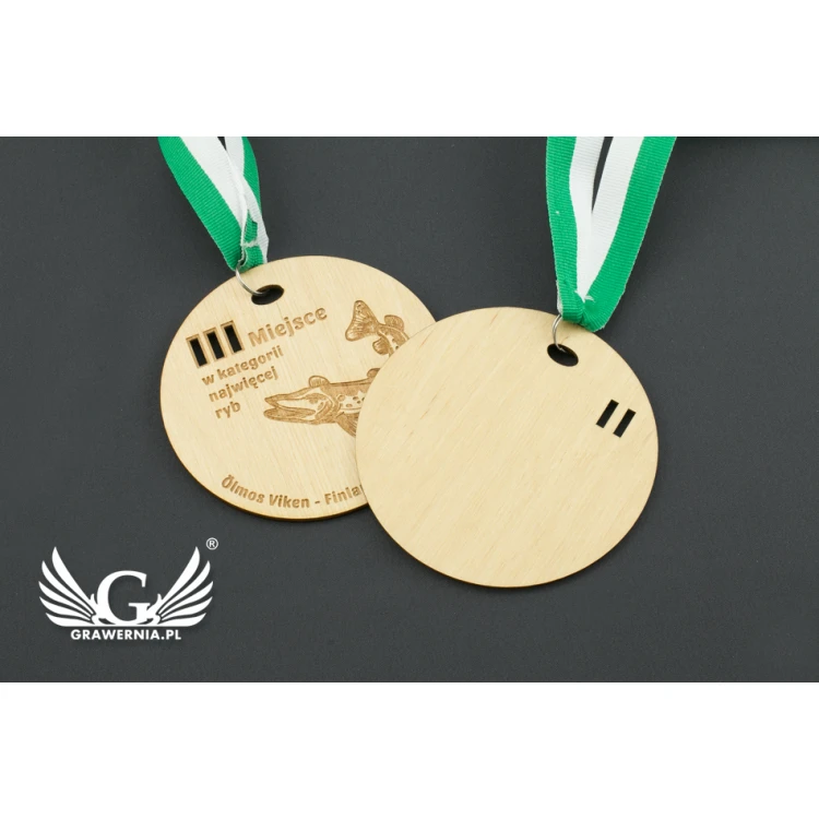 Laser Engraved Wooden Medal - Diameter: 100mm