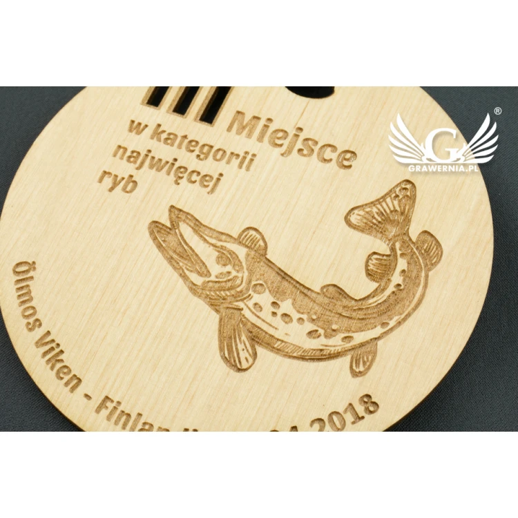 Laser Engraved Wooden Medal - Diameter: 100mm