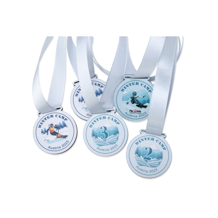 Mini Wooden Medals with Winter Motif - 40mm Diameter - UV Print - MGR098
