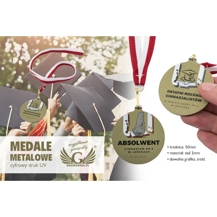 Metal Medals for Graduates - UV Digital Print - 50mm Diameter - MGR080