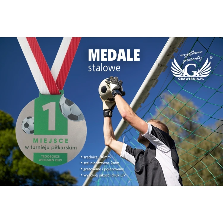 Goal Steel Medals - UV Digital Print - 80mm Diameter - MGR087