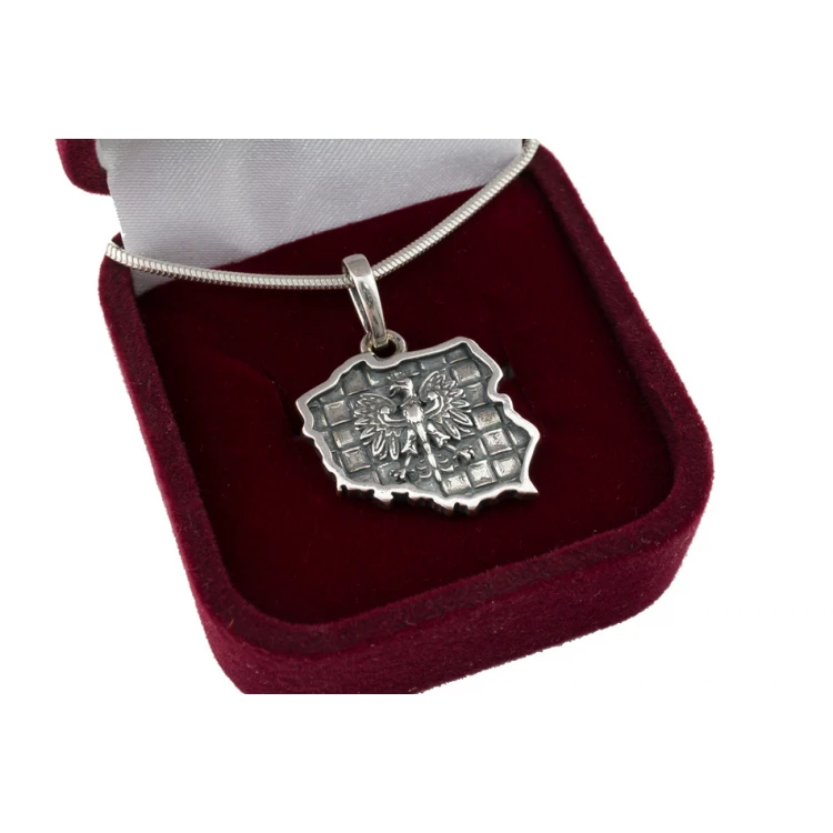 Medallion with chain - large patriotic map of Poland with any engraving - SRB032