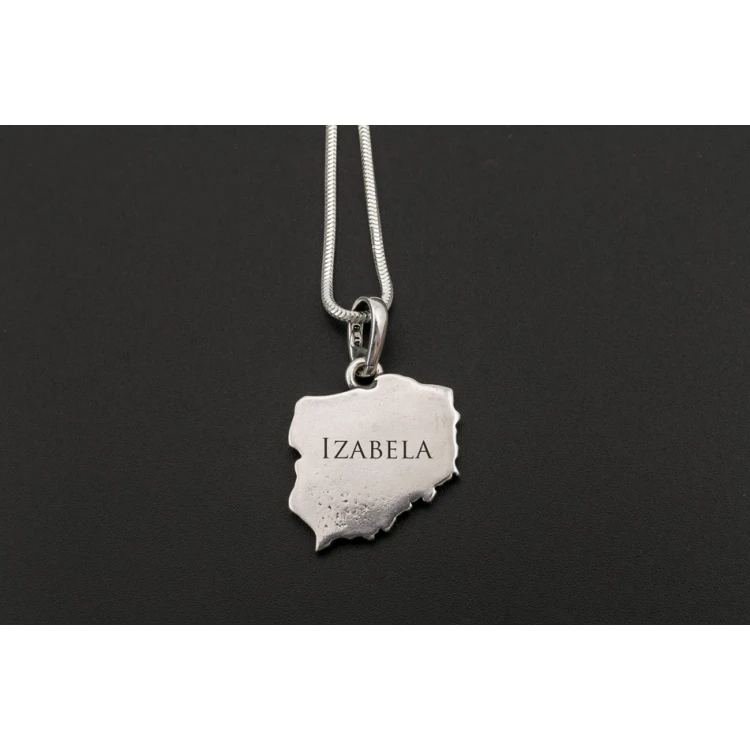 Medallion with chain - large patriotic map of Poland with any engraving - SRB032