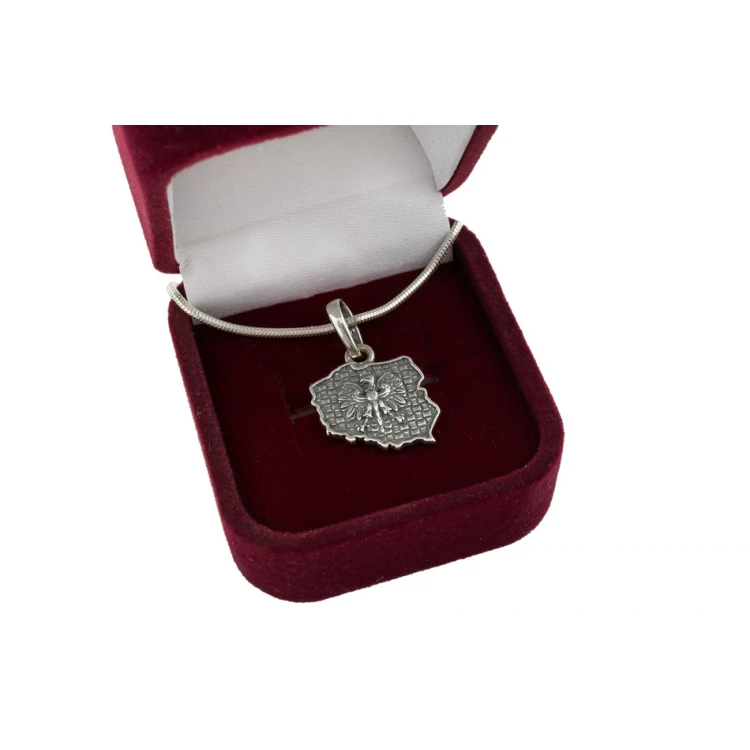 Medallion with chain - small patriotic map of Poland with any engraving - SRB033