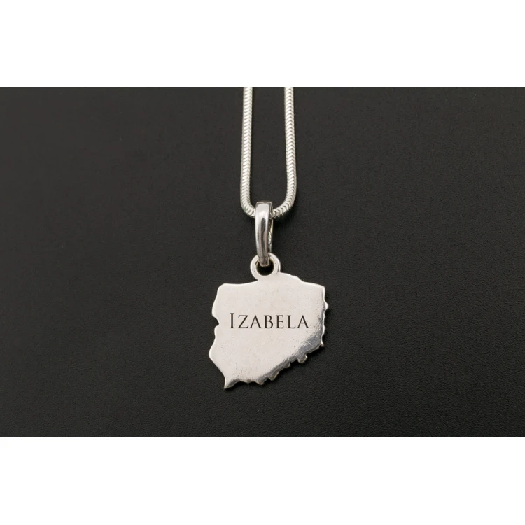 Medallion with chain - small patriotic map of Poland with any engraving - SRB033