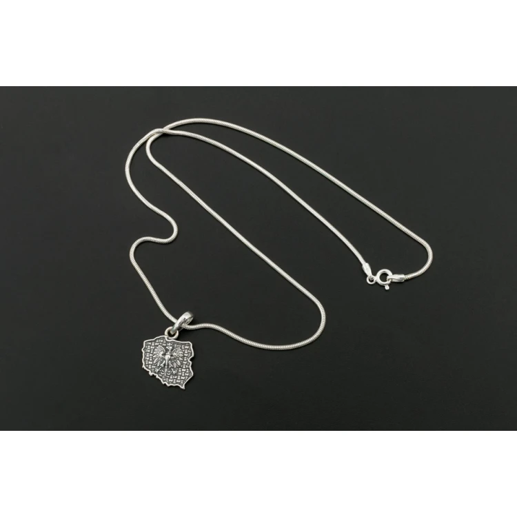 Medallion with chain - small patriotic map of Poland with any engraving - SRB033