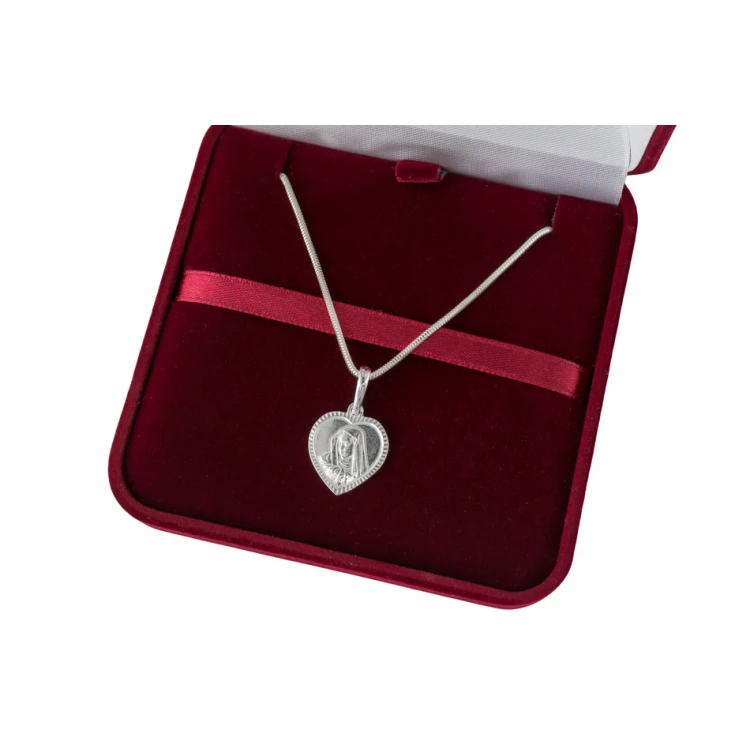 Silver medallion with chain - Virgin Mary with any engraving - SRB046