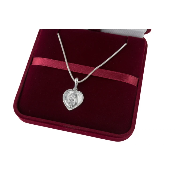 Silver medallion with chain - Virgin Mary with any engraving - SRB046