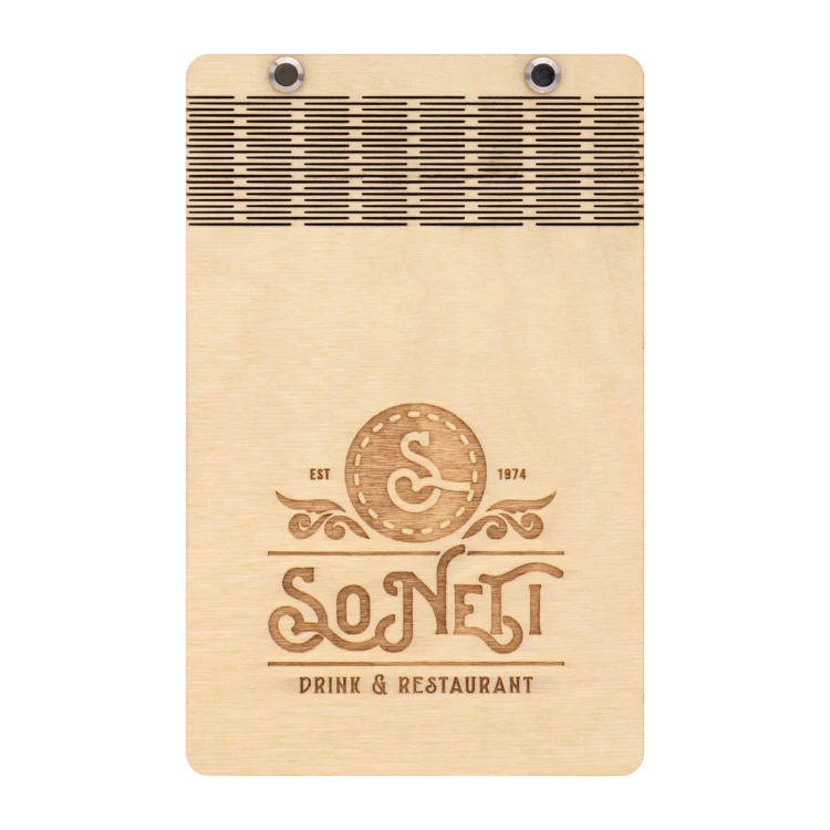Wooden waiter's paypal - custom laser engraving - size 115x180mm - MEN033