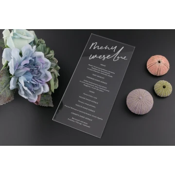 Acrylic Wedding Menu - Laser Engraving - MEN016