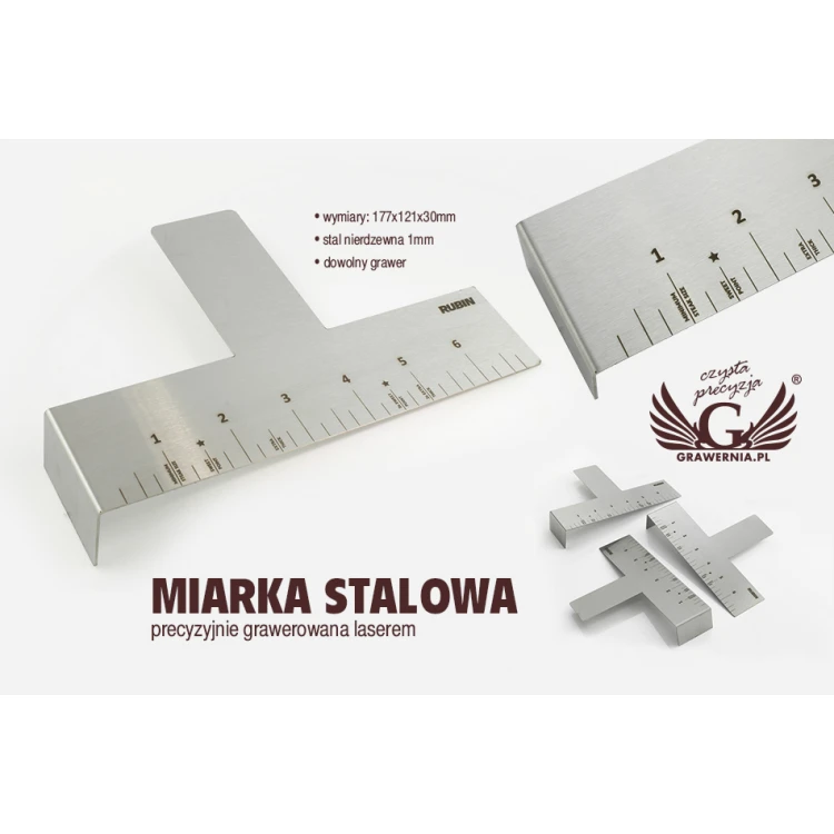 Laser Engraved Steel Ruler - dim. 177x121x30mm - TAB053
