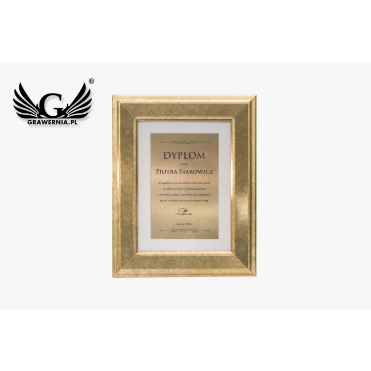 Mini diploma in a gold frame - horizontal or vertical - DWR8