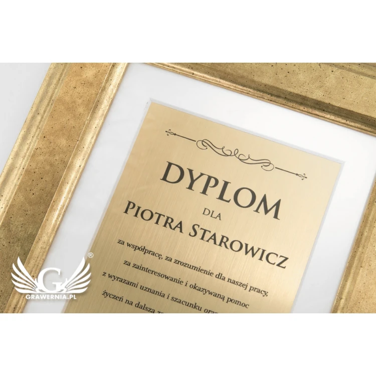 Mini diploma in a gold frame - horizontal or vertical - DWR8
