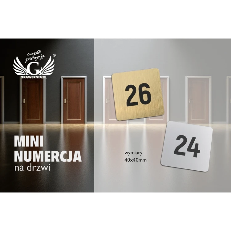 Mini Door or Cabinet Numbering - Gold or Silver Laminate - ND028 - Size 40x40mm
