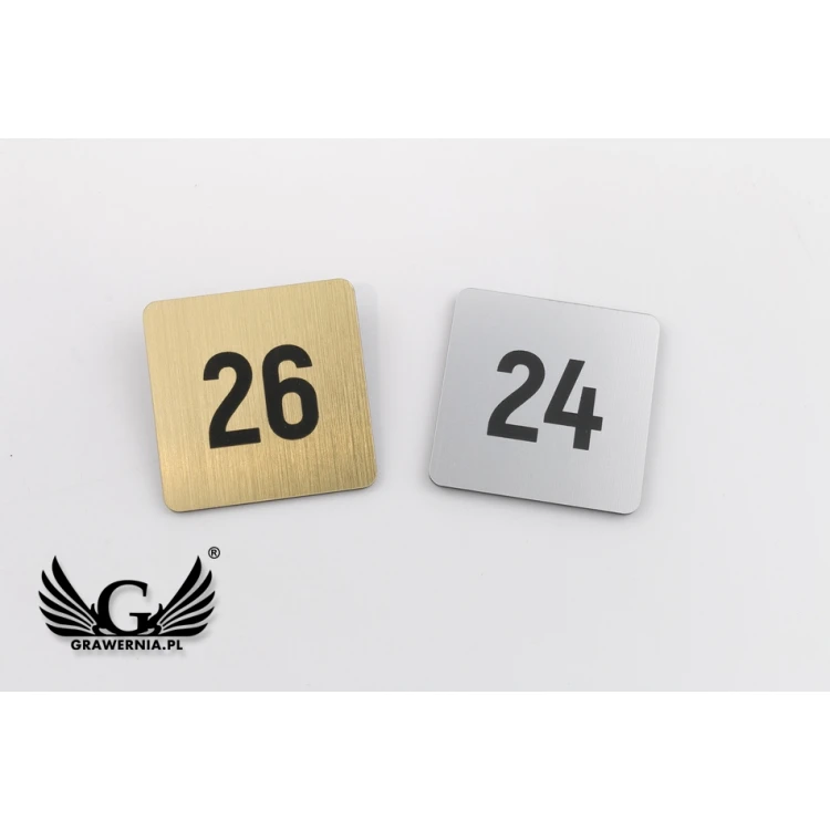 Mini Door or Cabinet Numbering - Gold or Silver Laminate - ND028 - Size 40x40mm