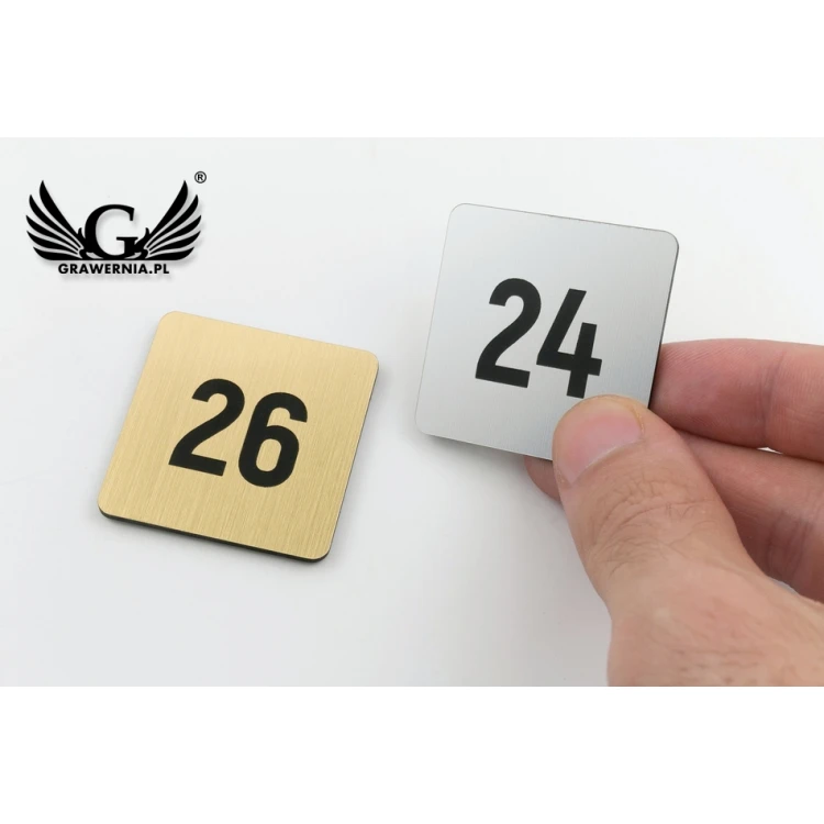 Mini Door or Cabinet Numbering - Gold or Silver Laminate - ND028 - Size 40x40mm