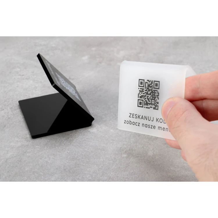 Mini Information Stand with QR Code - Black Plexi or Frost Plexi - Dimensions 60x50mm - ST028