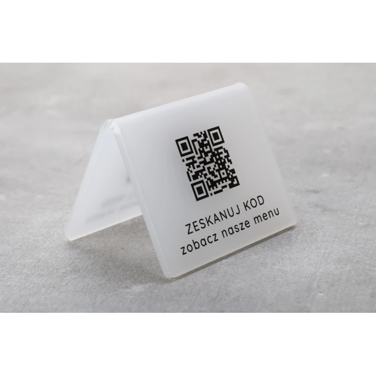 Mini Information Stand with QR Code - Black Plexi or Frost Plexi - Dimensions 60x50mm - ST028