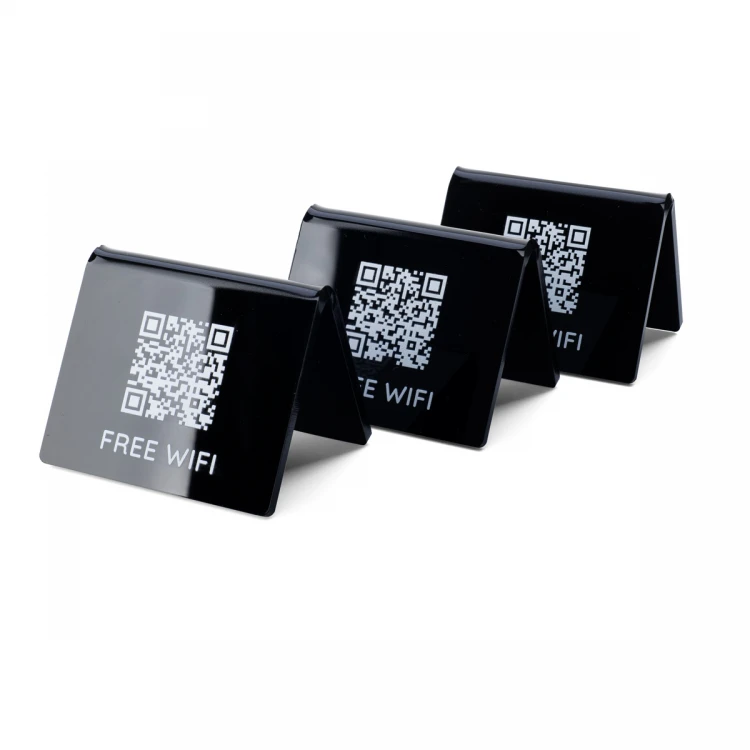 Mini Information Stand with QR Code - Black Plexi or Frost Plexi - Dimensions 60x50mm - ST028