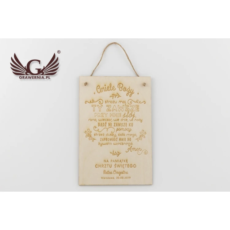 Angel of God Prayer - Wooden Holy Baptism Keepsake - DEW003