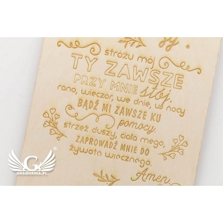 Angel of God Prayer - Wooden Holy Baptism Keepsake - DEW003