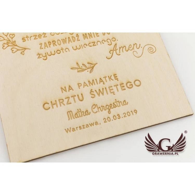 Angel of God Prayer - Wooden Holy Baptism Keepsake - DEW003