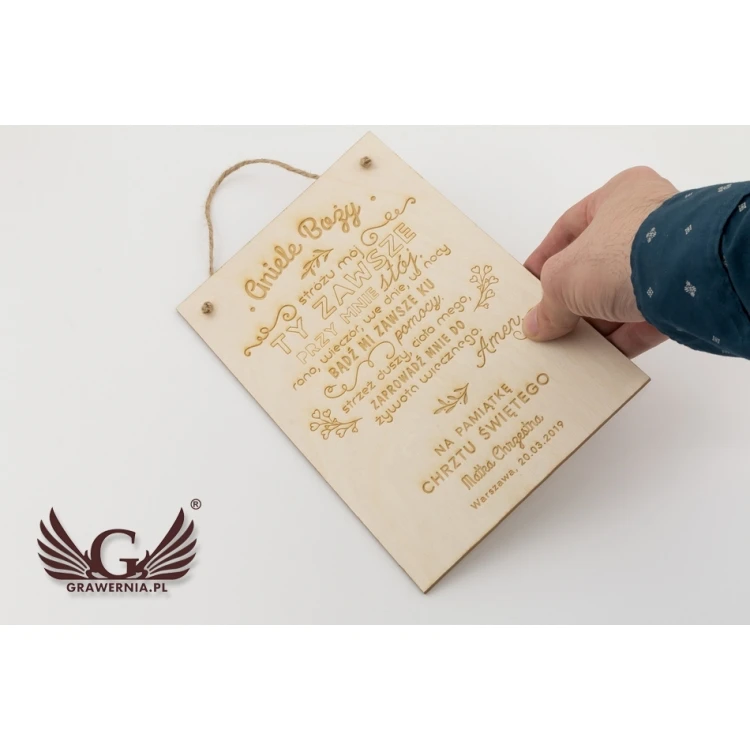 Angel of God Prayer - Wooden Holy Baptism Keepsake - DEW003