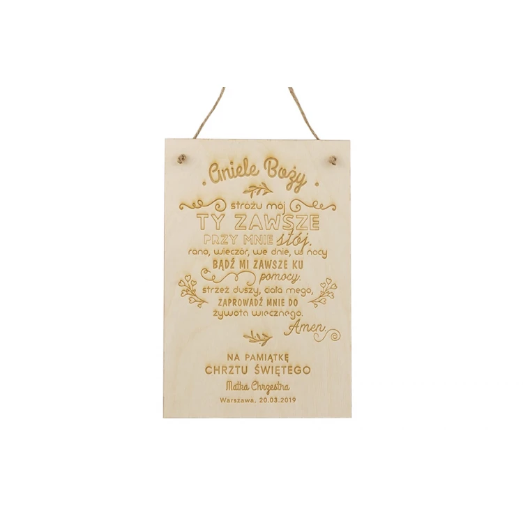 Angel of God Prayer - Wooden Holy Baptism Keepsake - DEW003