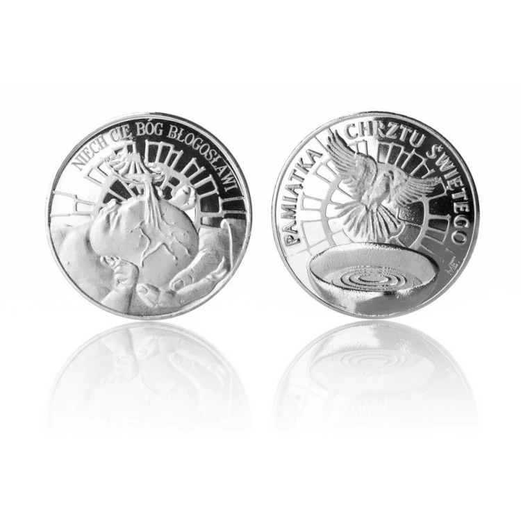 Silver-plated Coin - God Bless You - Holy Baptism Souvenir - MON010