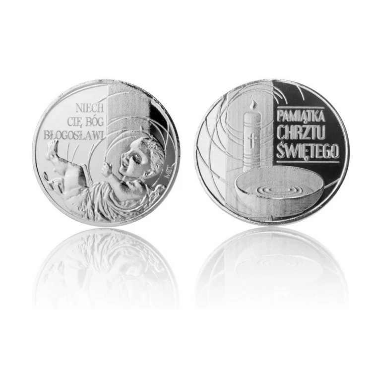 Silver-plated Coin - God Bless You - Holy Baptism Souvenir - MON011