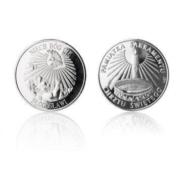 Silver-plated Coin - God Bless You - Holy Baptism Souvenir - MON016